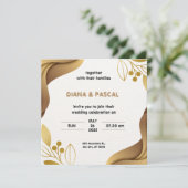 ホワイト金ゴールドエレガントミニマル結婚式招待状 招待状 (スタンド正面)