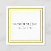 ホワイト金ゴールドエレガントミニマルQRコード スクエア名刺 (正面)