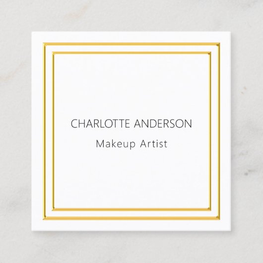 ホワイト金ゴールドエレガントミニマルQRコード スクエア名刺 (正面)