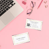 ホワイト金ゴールドエレガントミニマルQRコード 名刺