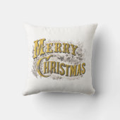 ホワイト金ゴールドエレガントメリークリスマス素朴ヴィンテージ クッション (裏面)