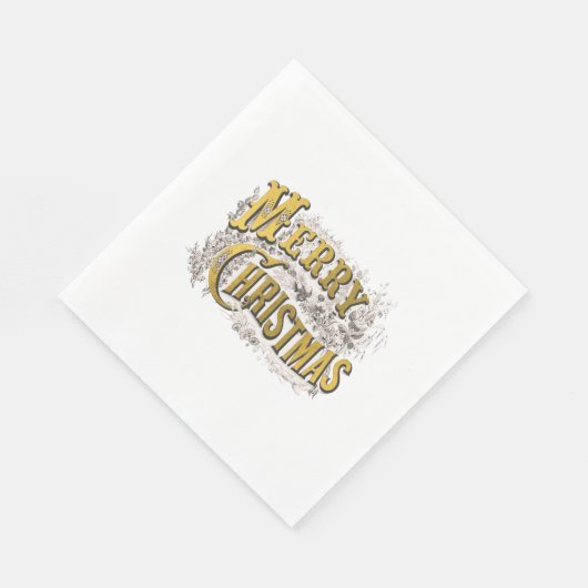 ホワイト金ゴールドエレガントメリークリスマス素朴ヴィンテージ スタンダードランチョンナプキン (角)