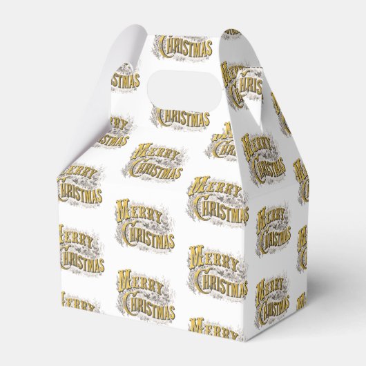 ホワイト金ゴールドエレガントメリークリスマス素朴ヴィンテージ フェイバーボックス (正面サイド)