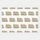 ホワイト金ゴールドエレガントメリークリスマス素朴ヴィンテージ ラッピングペーパーシート (正面)