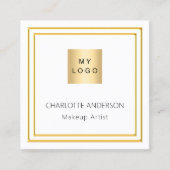 ホワイト金ゴールドエレガントロゴQRコード スクエア名刺 (正面)