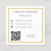 ホワイト金ゴールドエレガントロゴQRコード スクエア名刺 (裏面)