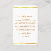 ホワイト金ゴールドエレガント写真葬儀祈りの言葉 名刺 (裏面)