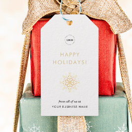 ホワイト金ゴールドカスタムスノーフレーク事業会社ロゴ ギフトタグ