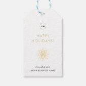 ホワイト金ゴールドカスタムスノーフレーク事業会社ロゴ ギフトタグ (裏面)