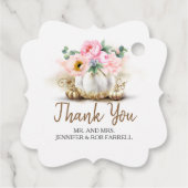 ホワイト金ゴールドカボチャモダンフローラ結婚ズ フェイバータグ (裏面)