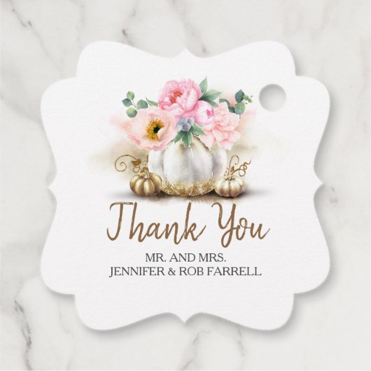 ホワイト金ゴールドカボチャモダンフローラ結婚ズ フェイバータグ (裏面)