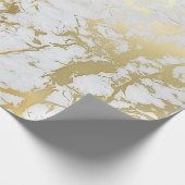 ホワイト金ゴールドカララマーブルストーンVIPラグジュアリー ラッピングペーパー (角)