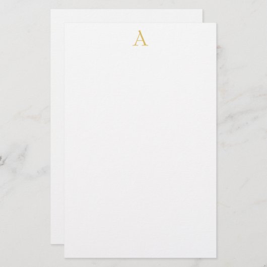 ホワイト金ゴールドカラーモノグラムプロフェッショナル 便箋 (正面/裏面)