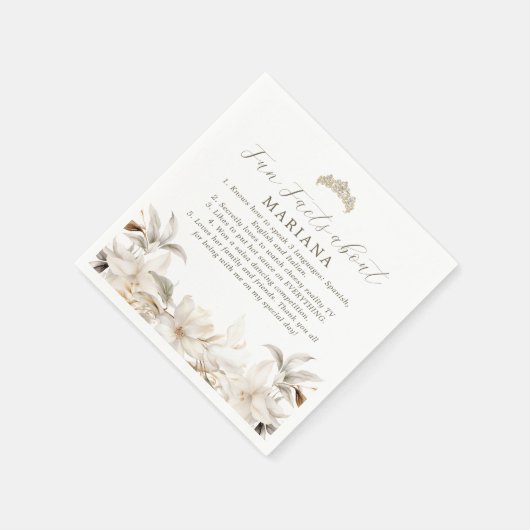 ホワイト金ゴールドキンセアニラパーティーおもしろいファクトナプキンス スタンダードカクテルナプキン (角)