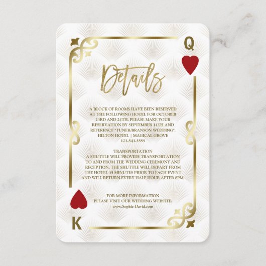 ホワイト金ゴールドギャツビートランプのポーカーラスベガス エンクロージャーカード (正面)