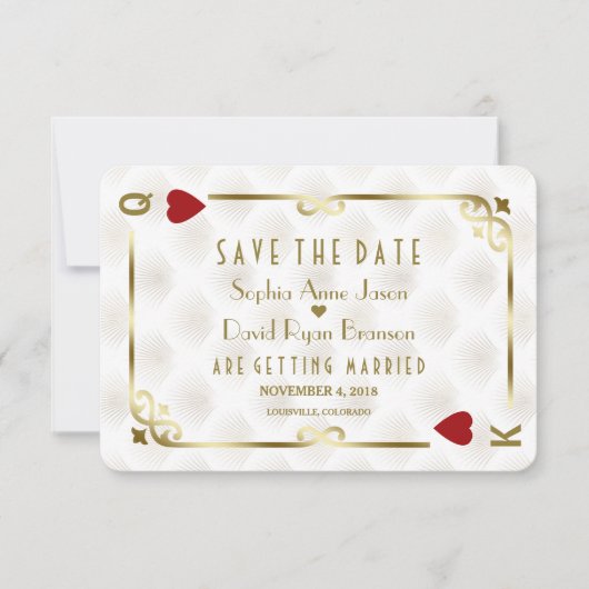 ホワイト金ゴールドギャツビートランプのポーカーラスベガス セーブザデート (正面)