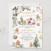 ホワイト金ゴールドクッキーカクテルクリスマスホリデーパーティー 招待状 (正面)