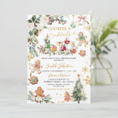 ホワイト金ゴールドクッキーカクテルクリスマスホリデーパーティー 招待状 (スタンド正面)