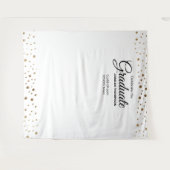 ホワイト金ゴールドクラスのフォト卒業背景 タペストリー (正面(横))