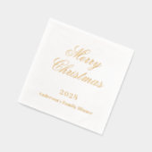 ホワイト金ゴールドクリスマスディナーパーティー 箔ナプキン (左)