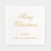 ホワイト金ゴールドクリスマスディナーパーティー 箔ナプキン (正面)