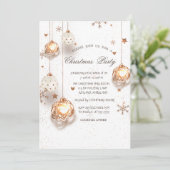 ホワイト金ゴールドクリスマスボールクリスマスカンパニーパーティー 招待状 (スタンド正面)