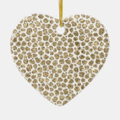 ホワイト金ゴールドグラムグリッターグリッツレオパードプリント セラミックオーナメント (正面)