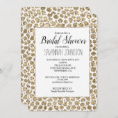 ホワイト金ゴールドグラムグリッターレオパードブライダルシャワー 招待状 (正面/裏面)