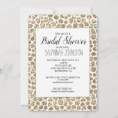 ホワイト金ゴールドグラムグリッターレオパードブライダルシャワー 招待状 (正面)