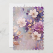 ホワイト金ゴールドグラムパープルフローラ 招待状 (裏面)