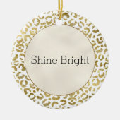 ホワイト金ゴールドグラムヒョウ印刷 セラミックオーナメント (正面)