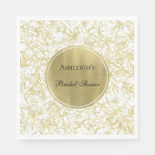 ホワイト金ゴールドグラム紙吹雪ブライダルシャワー スタンダードランチョンナプキン (正面)