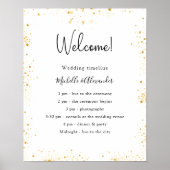 ホワイト金ゴールドグリッターウェディングプログラム詳細 ポスター (正面)