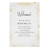 ホワイト金ゴールドグリッターウェディングプログラム詳細 ポスター (正面)