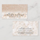 ホワイト金ゴールドグリッターグラデーションマーブルメイクアップヘアサロン 名刺 (正面/裏面)