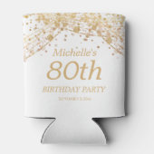 ホワイト金ゴールドグリッターサプライズ80誕生日 缶クーラー (裏面)