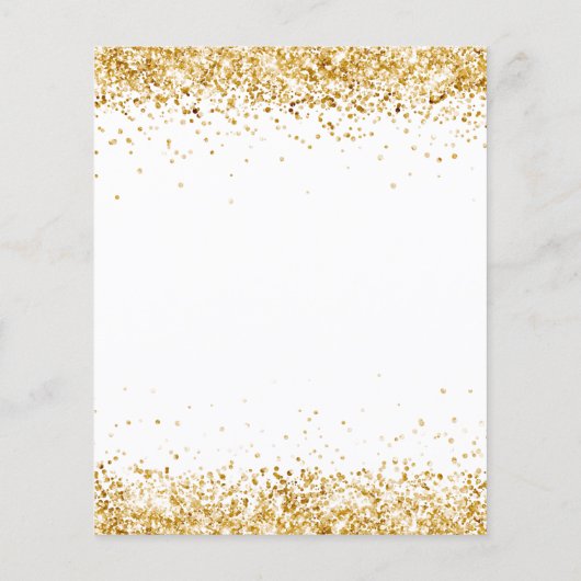 ホワイト金ゴールドグリッターシック予算結婚式招待状 (裏面)