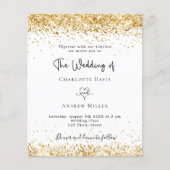 ホワイト金ゴールドグリッターシック予算結婚式招待状 チラシ (正面)