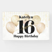 ホワイト金ゴールドグリッタースウィート16誕生日バルーンはっきりした 横断幕 (横)