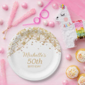 ホワイト金ゴールドグリッターストリングライツバースデーパーティー ペーパープレート (パーティー)