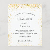 ホワイト金ゴールドグリッター予算結婚式招待状 (正面)