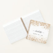 ホワイト金ゴールドグリッター名グラマラス ノートブック (内部)