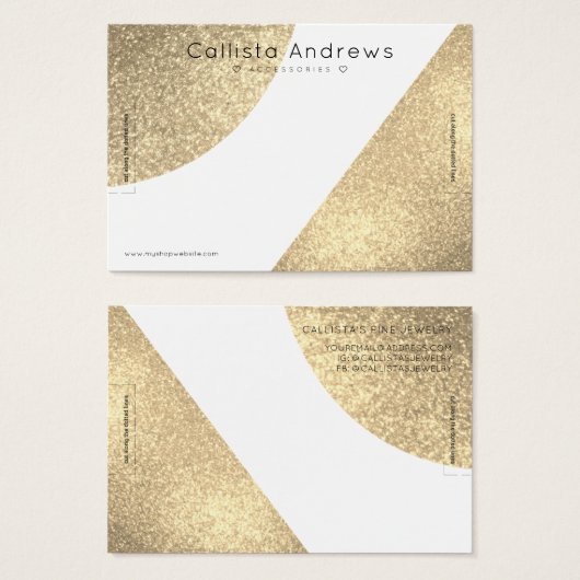 ホワイト金ゴールドグリッター図形ハートブレスレット表示 (正面&裏面)