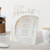 ホワイト金ゴールドグリッター美容師価格表メニュー 台座サイン (インサイチュ)