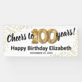 ホワイト金ゴールドグリッター100誕生日 横断幕 (横)
