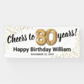 ホワイト金ゴールドグリッター80誕生日 横断幕 (横)