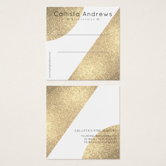 ホワイト金ゴールドグリッターGeoハートヘアクリップの表示 (正面&裏面)