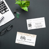 ホワイト金ゴールドグリッターqrコード事業紹介カード 割引カード