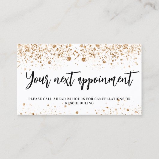 ホワイト金ゴールドグリッターQRビジネスアポイントメントカード 割引カード (正面)