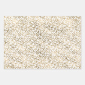 ホワイト金ゴールドグリッツスパークルアニマルプリント ラッピングペーパーシート (正面3)